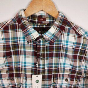 Alesbury Slim Tall Men's Large Plaid Short Sleeve Button-Down Shirt NWT
